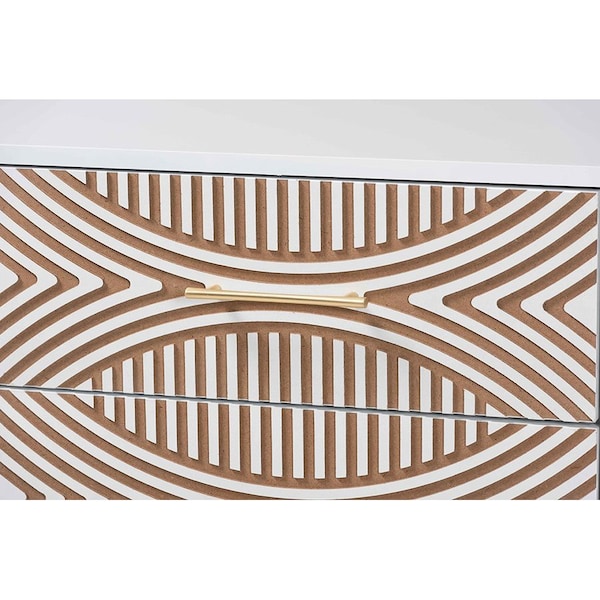 Baxton Studio Louetta Coastal White Carved Contrasting 6-Drawer Dresser - 246-13625-ZORO