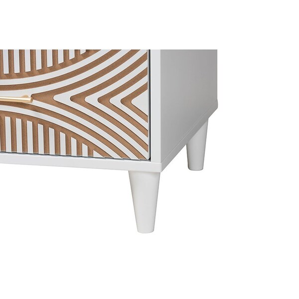 Baxton Studio Louetta Coastal White Carved Contrasting 6-Drawer Dresser - 246-13625-ZORO