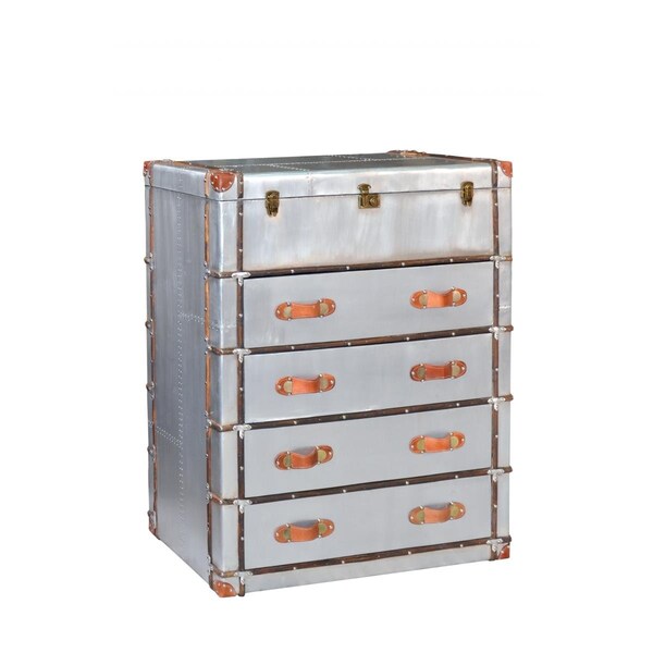 Gfancy Fixtures 42 in. Aluminum Four Drawer Standard Dresser, Silver - GF3674653