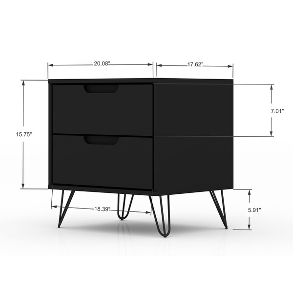 Manhattan Comfort Rockefeller Dresser and Nightstand Set, Black - 104GMC2