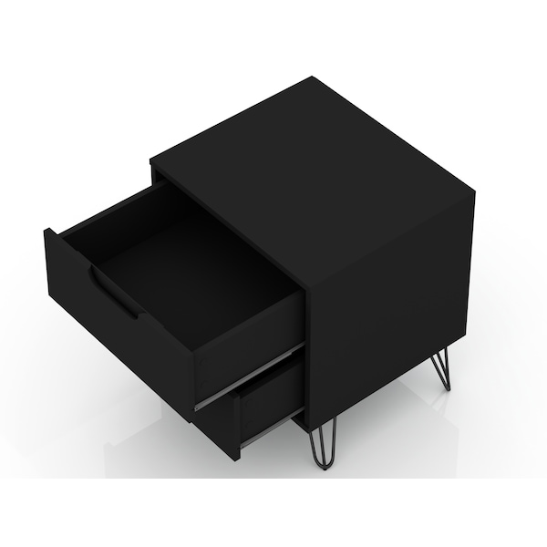 Manhattan Comfort Rockefeller Dresser and Nightstand Set, Black - 104GMC2