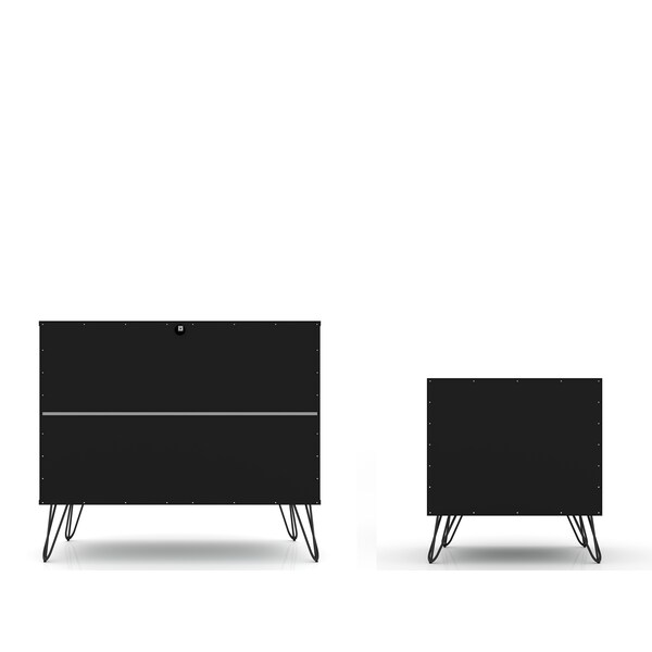 Manhattan Comfort Rockefeller Dresser and Nightstand Set, Black - 104GMC2