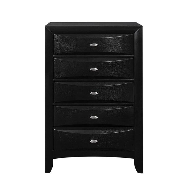 Homeroots 48 x 17 x 32 in. Black Chest with 5 Chambared Drawer - 384016