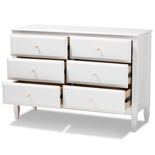Baxton Studio Naomi and Transitional White Finished Wood 6-Drawer Bedroom Dresser - 168-10823