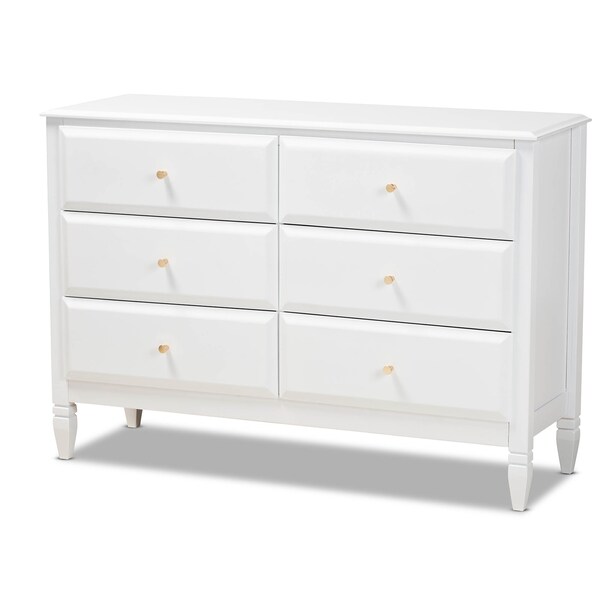 Baxton Studio Naomi and Transitional White Finished Wood 6-Drawer Bedroom Dresser - 168-10823