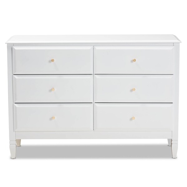 Baxton Studio Naomi and Transitional White Finished Wood 6-Drawer Bedroom Dresser - 168-10823