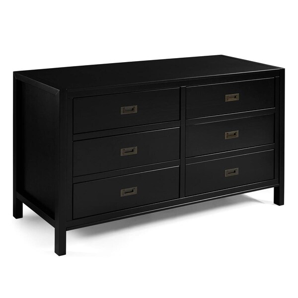 Walker Edison Furniture Walker Edison 57 in. Classic Solid Wood 6-Drawer Dresser, Black - BR6DLYDDRBL