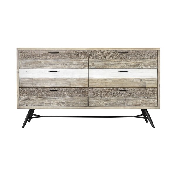 Armen Living Bridges 6 Drawer Dresser in Two Tone Acacia Wood - LCBRDRGR