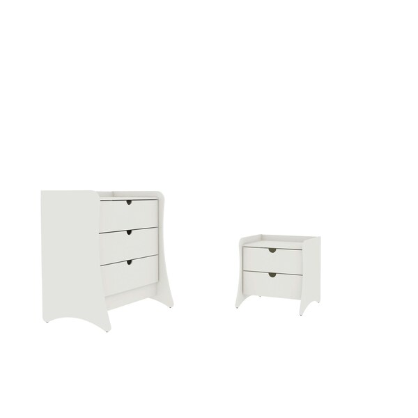 Manhattan Comfort Coney 2-Piece Dresser and Nightstand in White - 185GMC1