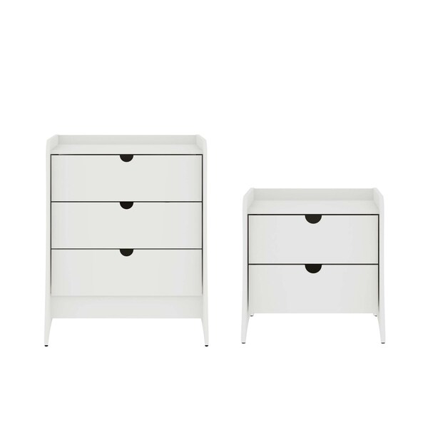 Manhattan Comfort Coney 2-Piece Dresser and Nightstand in White - 185GMC1