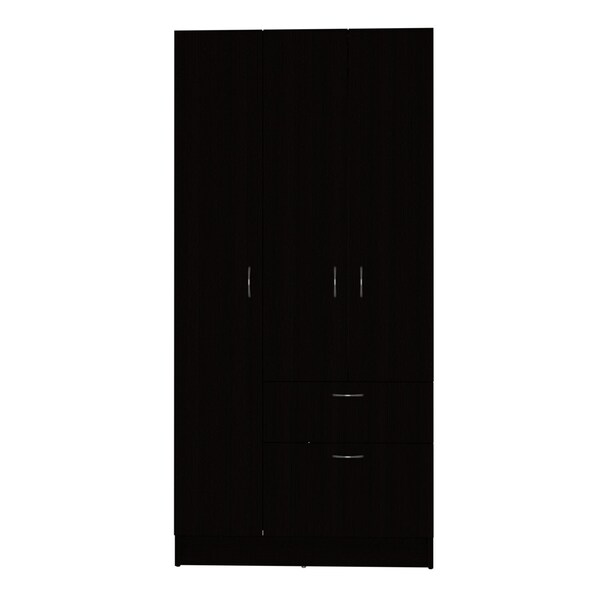 Tuhome Primavera Armoire, Double Door Cabinets, One Drawer, Metal Rod, Five Shelves, Black/White - CLW5952