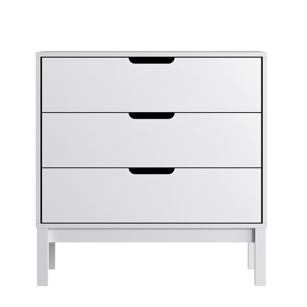 Flash Furniture Dallas Wooden 3-Drawer Dresser for Bedroom, Chest of Drawers for Kids in White - MG-9007-1-3C-WH-GG
