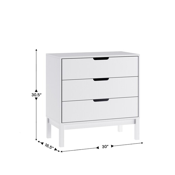 Flash Furniture Dallas Wooden 3-Drawer Dresser for Bedroom, Chest of Drawers for Kids in White - MG-9007-1-3C-WH-GG