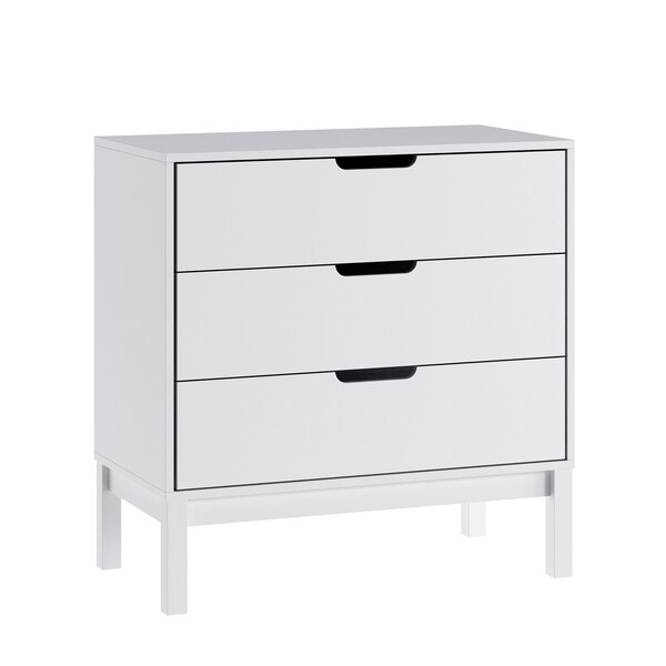 Flash Furniture Dallas Wooden 3-Drawer Dresser for Bedroom, Chest of Drawers for Kids in White - MG-9007-1-3C-WH-GG