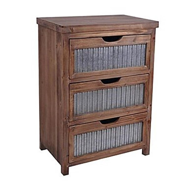 Made-To-Order Rattan  Wooden 3 Drawer with Galvanized Accent Chest - MA2546435