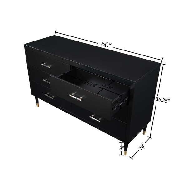 Manhattan Comfort Stanton Dresser in Black - DR-CHKD0602-BK