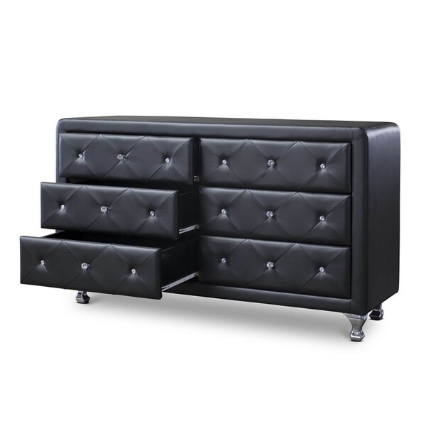 Baxton Studio Luminescence Black Faux Leather Upholstered Dresser - 109-5421