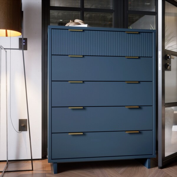Manhattan Comfort Granville 45.27 Tall Dresser in Midnight Blue - DR-5024