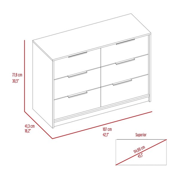 Tuhome Kaia 4 Drawers Dresser, Superior Top, Pine/White - CMB5567
