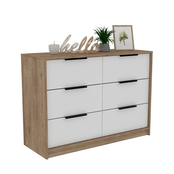 Tuhome Kaia 4 Drawers Dresser, Superior Top, Pine/White - CMB5567