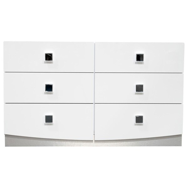 Best Master Furniture France Modern High Gloss 6 Drawer Dresser, White - FRANCE DRESSER