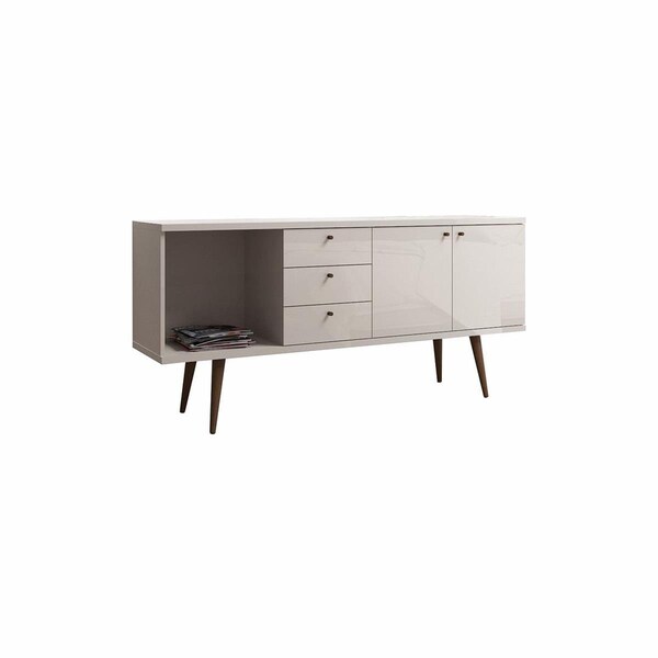 Designed To Furnish 63.38 in. Utopia Wide Dresser with 3 Drawer, Off White & Maple Cream - DE3064597