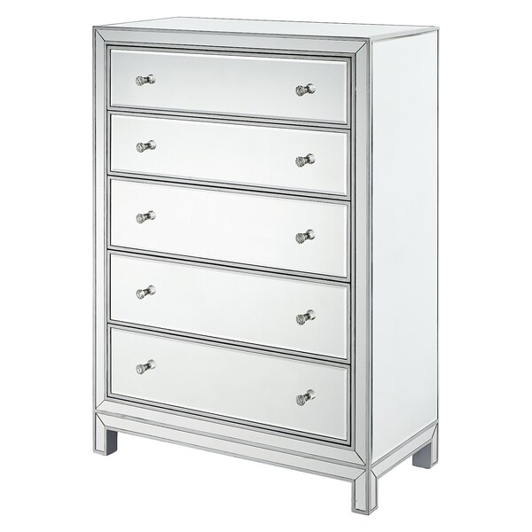 Elegant Decor Chest 5 Drawers 34In. W X 16In. D X 48In. H In Antique Silver Paint - MF72026