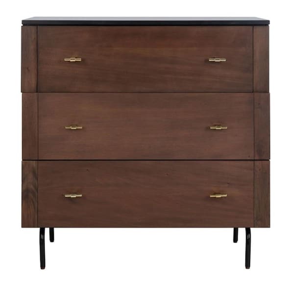 Safavieh Genevieve 3 Drawer Dresser; Black & Walnut - DRS5000A