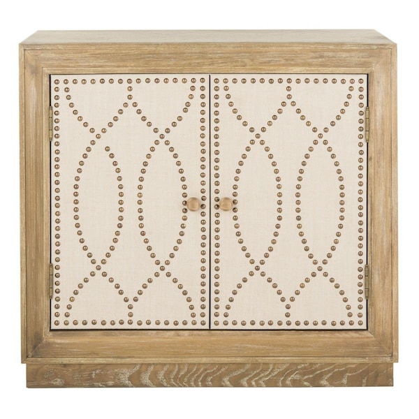 Safavieh Yuna 2 Door Chest with Rust Oak; Beige Linen & Copper HandIe - CHS6407A