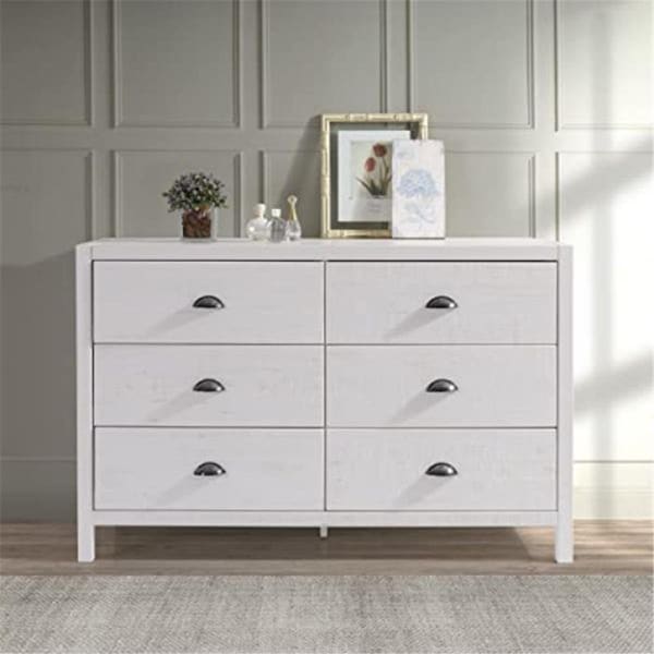 Kd Estanteria 18.5 x 33.13 x 33.63 in. Hampton Six Drawer Dresser, Coastal White - KD3372958