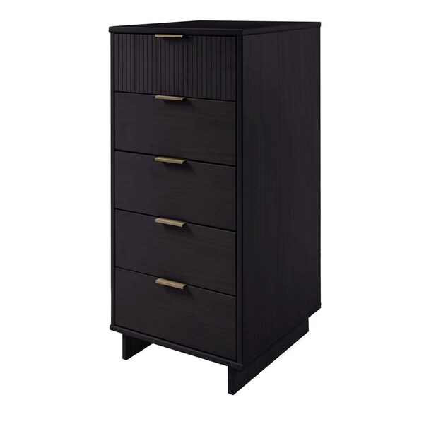 Manhattan Comfort Granville Black 5-Drawer Tall Dresser and 3-Drawer Standard Dresser, Set of 2 - GRAN012