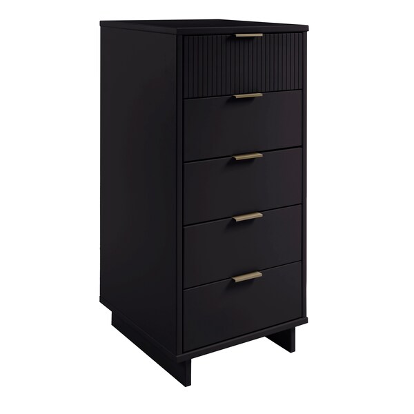Manhattan Comfort Granville Black 5-Drawer Tall Dresser and 3-Drawer Standard Dresser, Set of 2 - GRAN012