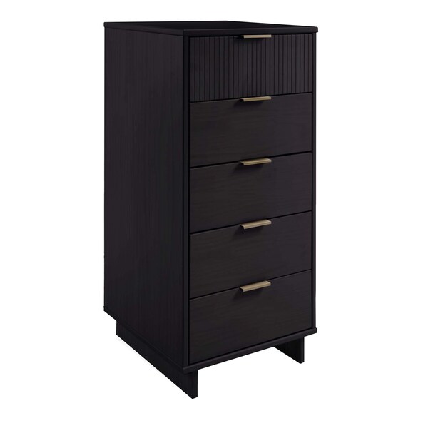 Manhattan Comfort Granville Black 5-Drawer Tall Dresser and 3-Drawer Standard Dresser, Set of 2 - GRAN012