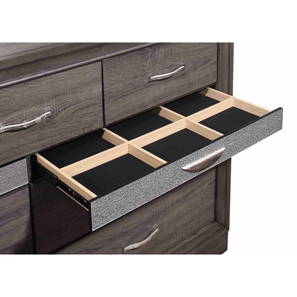 Global Furniture Usa Traditional Glam Melamine Seville Grey Dresser - 1502