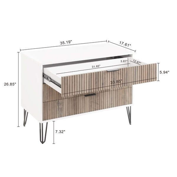 Manhattan Comfort 2-Piece DUMBO Standard 3-Drawer Dresser and DUMBO 2.0 Nightstand in White and Grey - 2-DB02-WG