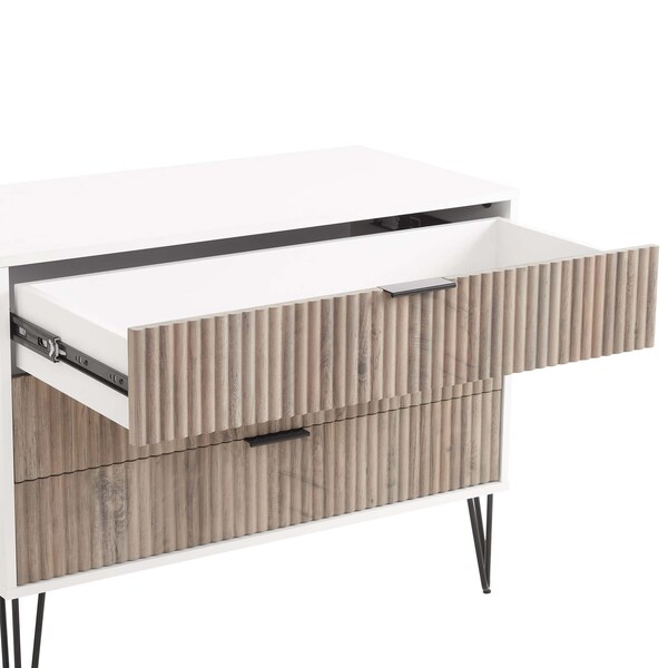 Manhattan Comfort 2-Piece DUMBO Standard 3-Drawer Dresser and DUMBO 2.0 Nightstand in White and Grey - 2-DB02-WG