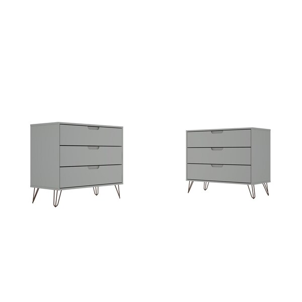 Manhattan Comfort Rockefeller Dresser in Off White (Set of 2) - 2-103GMC8