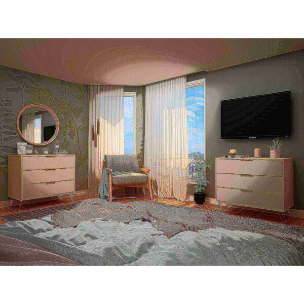 Manhattan Comfort Rockefeller Dresser in Off White (Set of 2) - 2-103GMC8