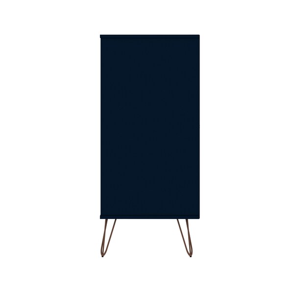 Manhattan Comfort Rockefeller Tall 5-Drawer Dresser and Standard 3-Drawer Dresser in Tatiana Midnight Blue - 180GMC4