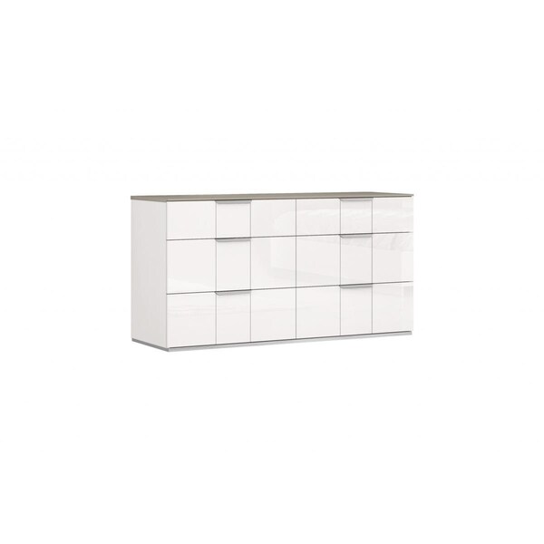 Gfancy Fixtures 57 in. Manufactured Wood Six Drawer Double Dresser, White - GF3103390