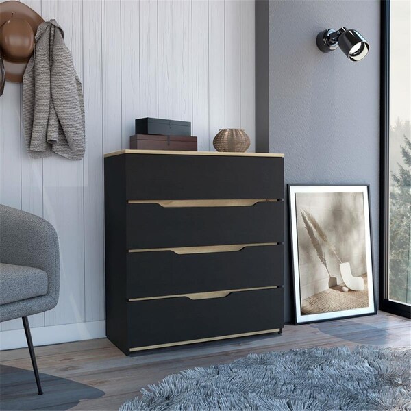 Depot E-Shop Aralia Drawer Dresser, Black & Light Oak - DE-CWD7156