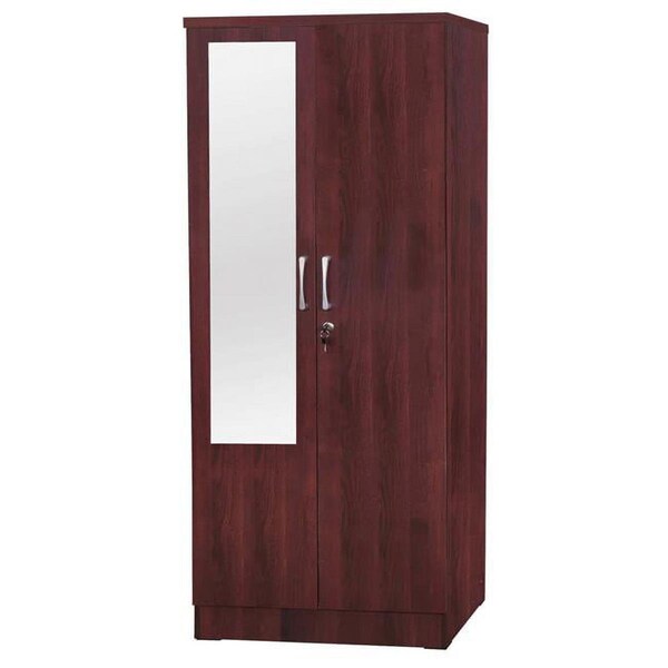Better Home Products Harmony Two Door Armoire Wardrobe Cabinet with Mirror, Mahogany - NW104-M-MAH