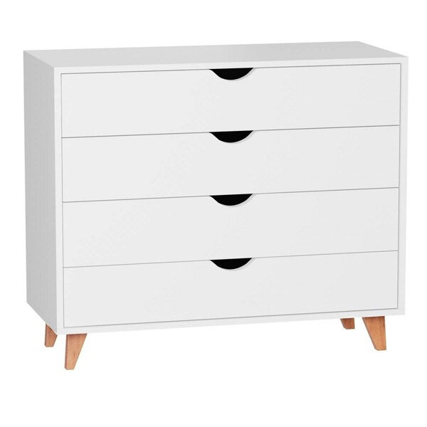 Gfancy Fixtures 35 in. Solid Wood Four Drawer Standard Dresser, White - GF3101569