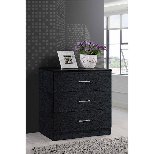 Hodedah Hodedah Hi3Dr Black 3 Drawer Dresser - HI3DR BLACK
