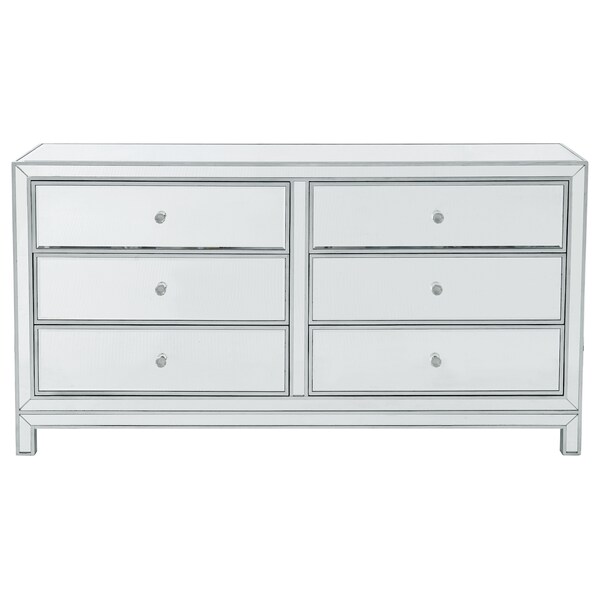 Elegant Decor Dresser 6 Drawers 60In. W X 18In. D X 32In. H In Antique Silver Paint - MF72036