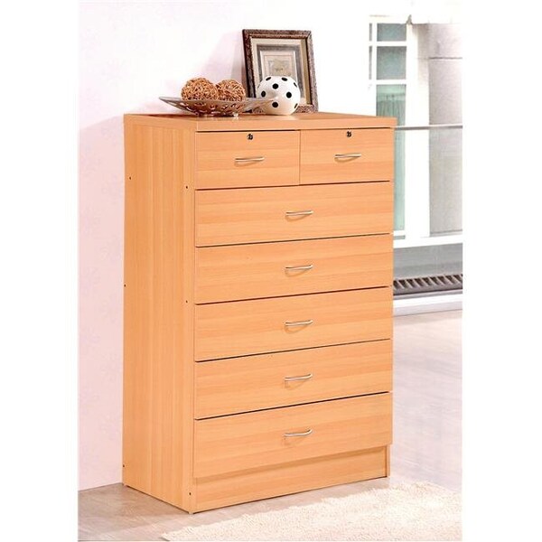 Hodedah Hodedah Hi70Dr Beech 7 Drawer Jumbo Chest - HI70DR BEECH