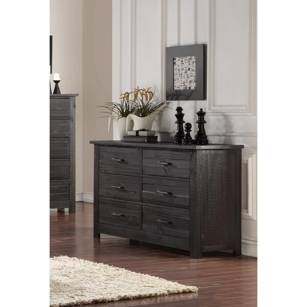 Inroom Furniture Designs Wood 6 Drawer Kids Bedroom Double Dresser - Rustic - B195-261