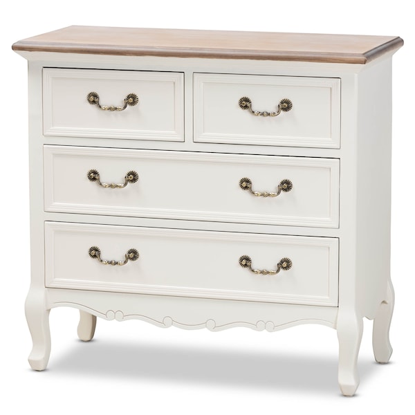 Baxton Studio Amalie White and Oak Finished 4-Drawer Accent Dresser - 160-10240