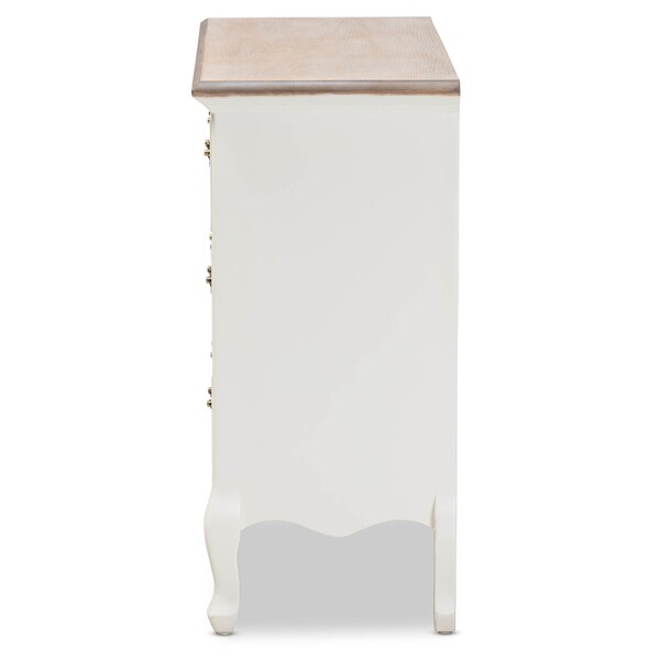 Baxton Studio Amalie White and Oak Finished 4-Drawer Accent Dresser - 160-10240