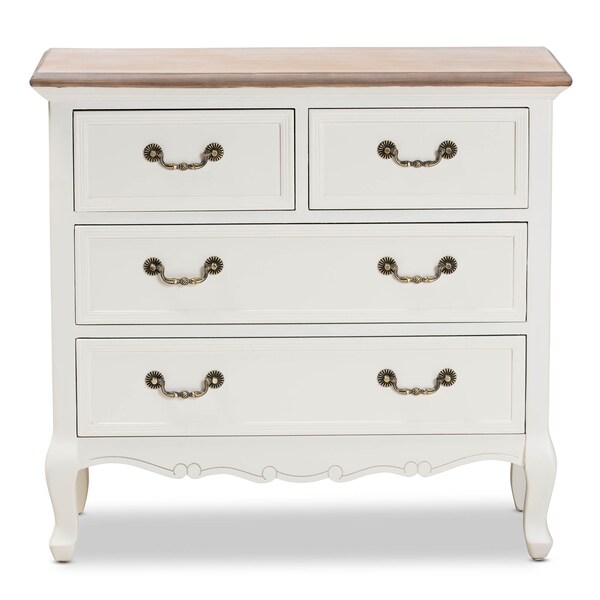 Baxton Studio Amalie White and Oak Finished 4-Drawer Accent Dresser - 160-10240